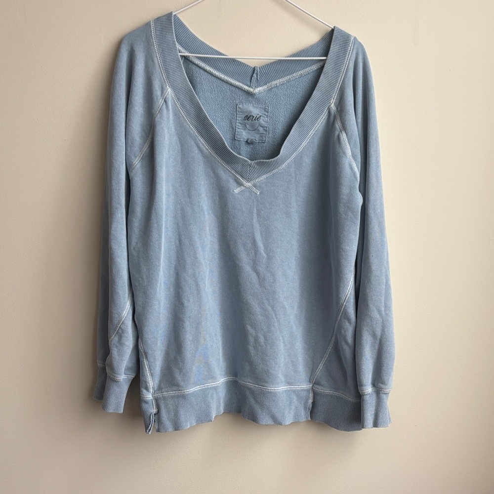 Baby Blue Aerie V-Neck Sweater